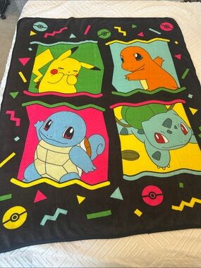 Northwest Vintage Pokemon 90's Character Box Design Gaming Plush Throw Blanket